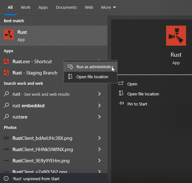 How To Run Rust As Administrator